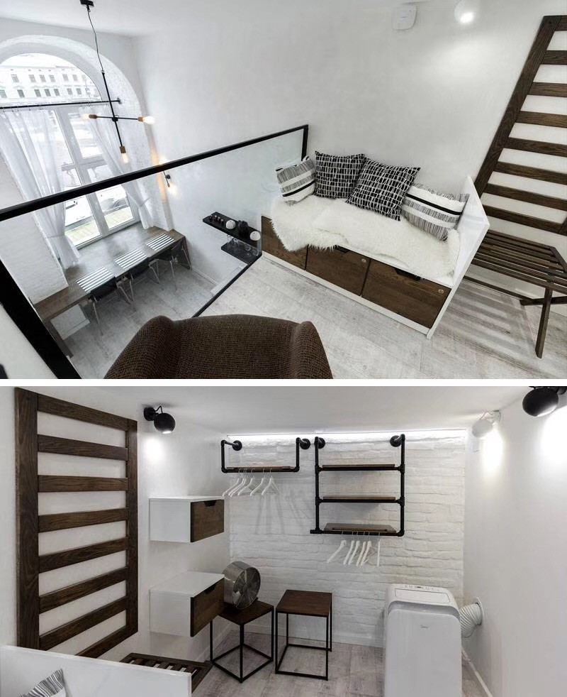 This Distinctly Black And White Apartment With A Mezzanine L(图6)