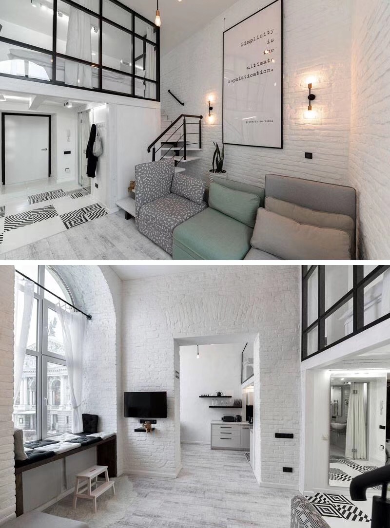 This Distinctly Black And White Apartment With A Mezzanine L(图5)